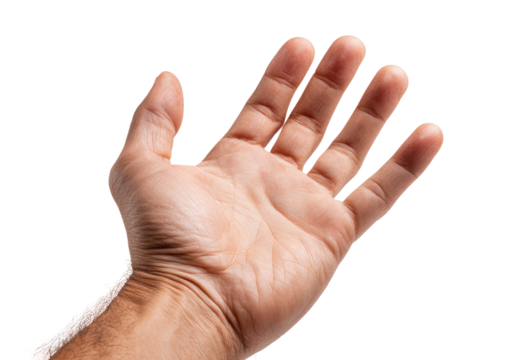 Close-up of a human hand, palm facing outward