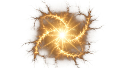 Golden liquid splash forming a celtic knot isolated on transparent background the intricate design is captured in a dynamic burst of liquid, showcasing the beauty and complexity of this ancient symbol