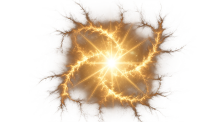 Golden liquid splash forming a celtic knot isolated on transparent background the intricate design is captured in a dynamic burst of liquid, showcasing the beauty and complexity of this ancient symbol