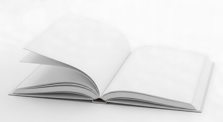 Fototapeta premium Blank white open book or magazine with empty pages for mockup design, advertising, and branding, isolated on white background