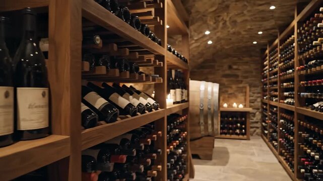 Wine Cellar Ambiance - A Tour of Vintage Bottles and Rustic Charm.