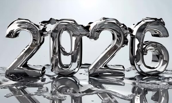 Wet Chrome Silver 2026 Animation with Shiny Reflection and Water Effect