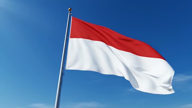 National Flag of Indonesia (Sang Saka Merah Putih) Waving in the Wind