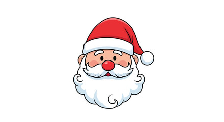 Santa Claus head red hat white beard round nose and smiling face