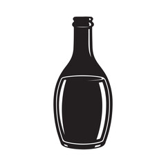 Black Bottle Silhouette Vector Graphic with White Outline on Plain Background