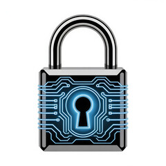 Metal padlock with key, a secure access icon for digital safety and web protection vector illustration