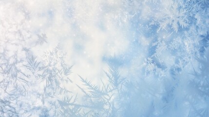 Frosted Glass Winter Background, Subtle Ice Patterns with Light Bokeh and Copy Space