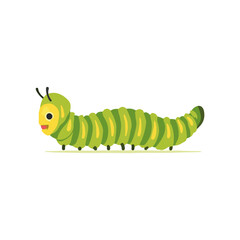 Smiling Caterpillar Illustration on White Background Playful, Cute Design