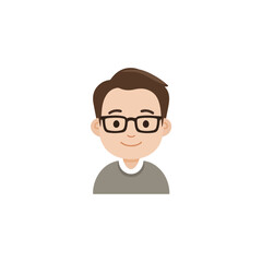 Smiling Man with Glasses Flat Design Avatar