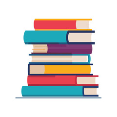 Stack of Colorful Books on White Background, Education Concept