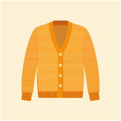 Stylish Yellow Cardigan Illustration on Cream Background