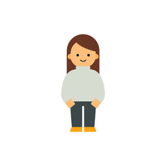 Smiling Woman in Turtleneck, Flat Design Illustration