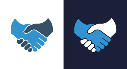 Handshake symbolizing partnership and agreement - Vector icon symbol for website - Icon vector - Blue icon vector - Line and glyph solid icon and logo template