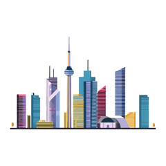 Obraz premium Toronto Skyline Modern Cityscape Illustration with Tower