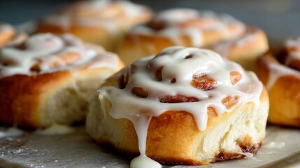 Warm Cinnamon Rolls Drizzled with Cream Cheese Icing for a Cozy Dessert Experience