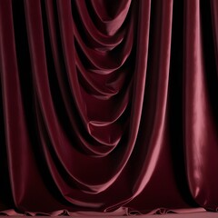 Deep burgundy velvet drapery flowing gracefully in layered folds creating luxurious elegant interior backdrop