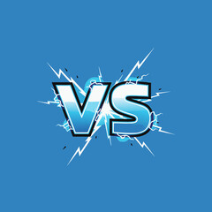 Stylized blue 'VS' text with electric lightning bolts on a solid blue background, symbolizing competition or comparison.