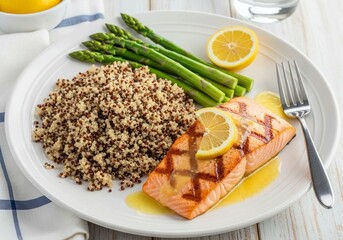 Grilled salmon with quinoa and asparagus offers a healthy, delicious, and balanced meal, perfect...