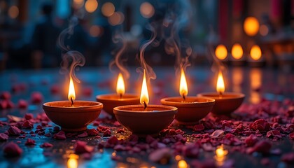 Diwali candles glowing