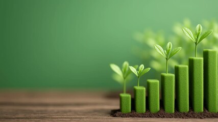 Fintech data visual design, depicting growth through green sprouts. - Powered by Adobe