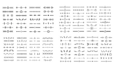 Elegant divider line illustration set with minimal decorative elements and ornamental graphics 
