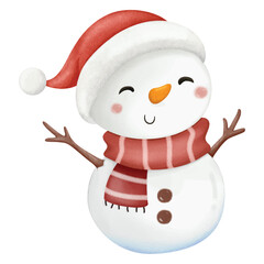 Happy Snowman Watercolor vector chrismas