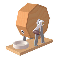 催事・イベントのイラスト素材　ガラポン抽選器（1_4）　黄