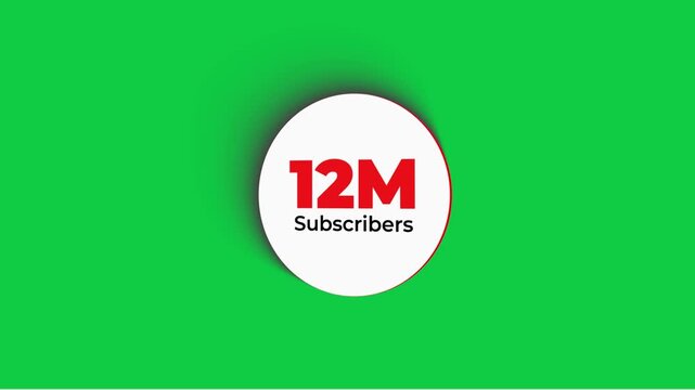 12M Subscribers Thank you celebration text flip animation in green screen