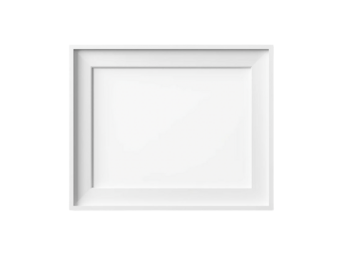 White empty picture frame mockup, ideal for displaying photos, artwork, or text. Modern minimalist design with transparent background for easy customization. Perfect for web and print projects.