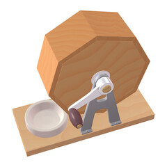 催事・イベントのイラスト素材　ガラポン抽選器（1_7）　黄