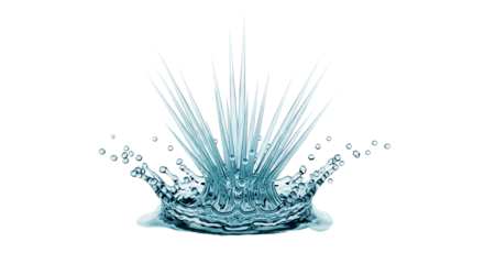 A captivating crown of water bursts forth, its delicate droplets suspended in midair, isolated on transparent background the intricate details of the splash create a mesmerizing display of fluidity an