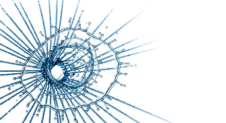 Fototapeta premium A mesmerizing pattern of shattered glass radiates outward, creating a spiderweb of cracks and fractures isolated on transparent background, capturing the fragility and destructive beauty of impact