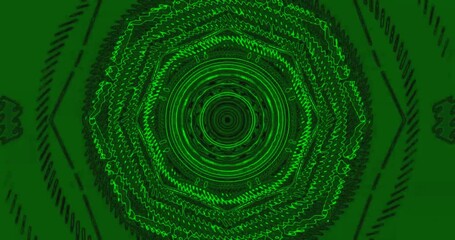 Seamless tunnel video vj loop screensaver with vibrant patterns and bright greens