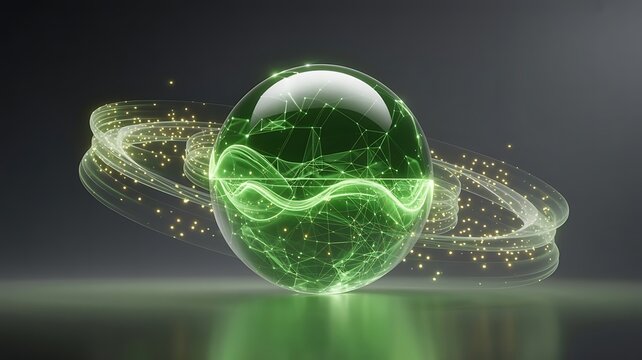 Futuristic Global Digital Network Sphere with Technology Connections - Powered by Adobe