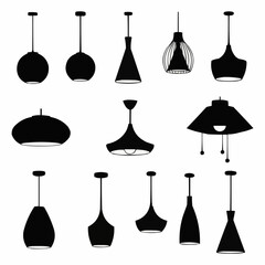 Collection of various modern and classic pendant lamp silhouettes.