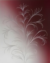 Soft feather-like botanical patterns blending into gradient red background for elegant decorative wallpaper