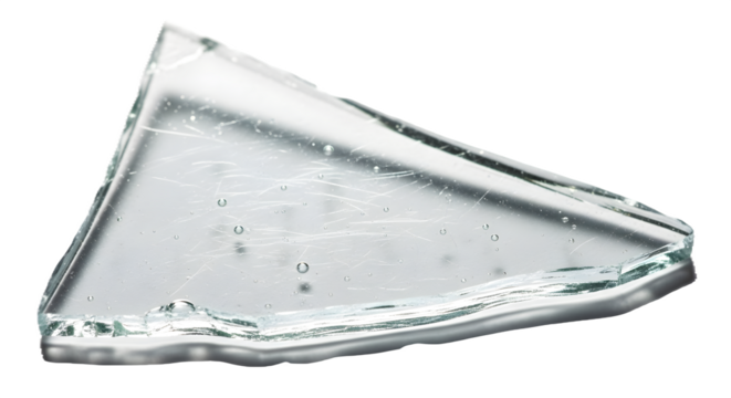 Clear glass shard texture shines, revealing fine scratches and trapped bubbles. Perfect for abstract design, forensic science visuals, or digital collage.