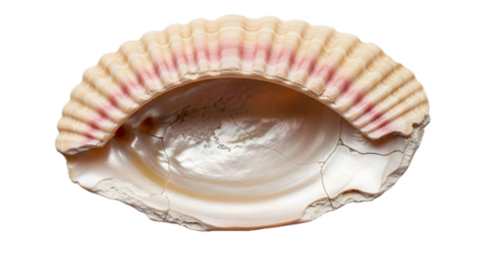 Beige seashell shows wavy texture and cracked surface with soft light for spa ads.