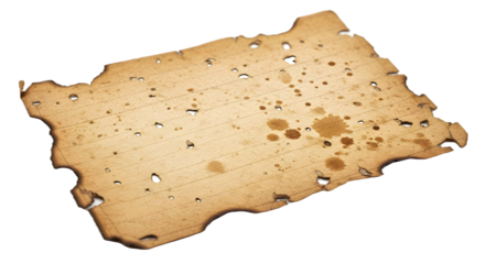 Aged beige paper has burned edges and stains; perfect for backgrounds, posters, and vintage designs.
