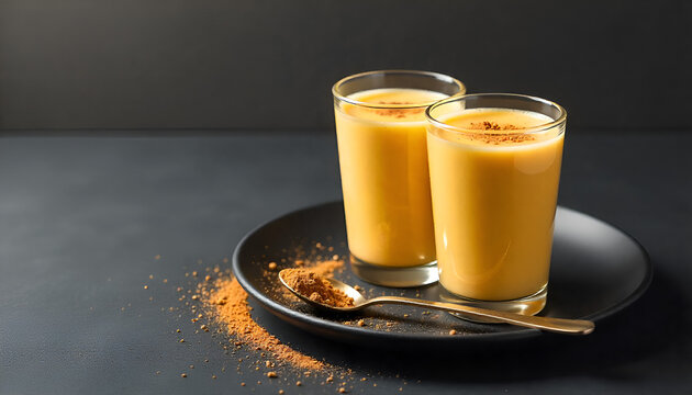 Vector Indian Masala Doodh Drink with Cinnamon | Traditional Spiced Saffron Milk Dessert Beverage Illustration