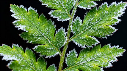 Frost Covered Green Leaf