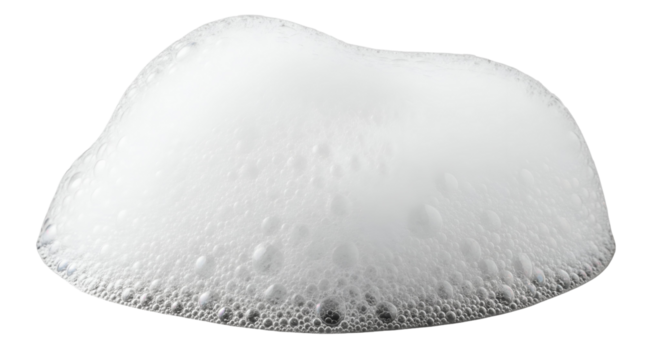 Foam isolated on transparent background, soap bubble texture