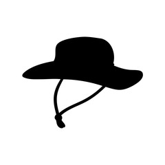Silhouette of sun hat with chin strap, outdoor wear accessory