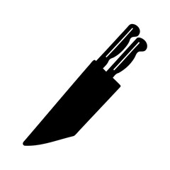 Iconic silhouette of two kitchen knives in a chef's block