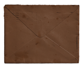 Chocolate Brown Vintage Envelope isolated on transparent background