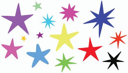 Obraz premium Colorful Stars Illustration Whimsical Design of Various Star Shapes and Colors