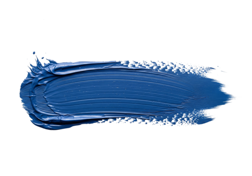 Isolated Paintbrush Stroke A Rich Blue Texture on White for Artistic and Design Projects, Adding Depth and Style