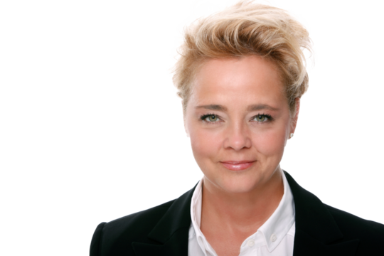 Close up studio portrait of businesswoman isolated on transparent png background.