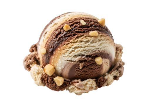 Delicious easter egg with caramel and almonds isolated on transparent background