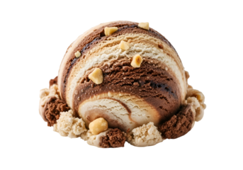 Single scoop of pale green ice cream isolated on transparent background